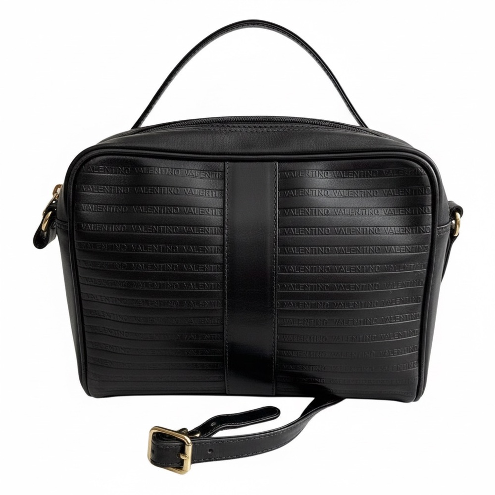 Valentino Embossed Black Leather Shoulder Crossbody - Picture 3 of 7